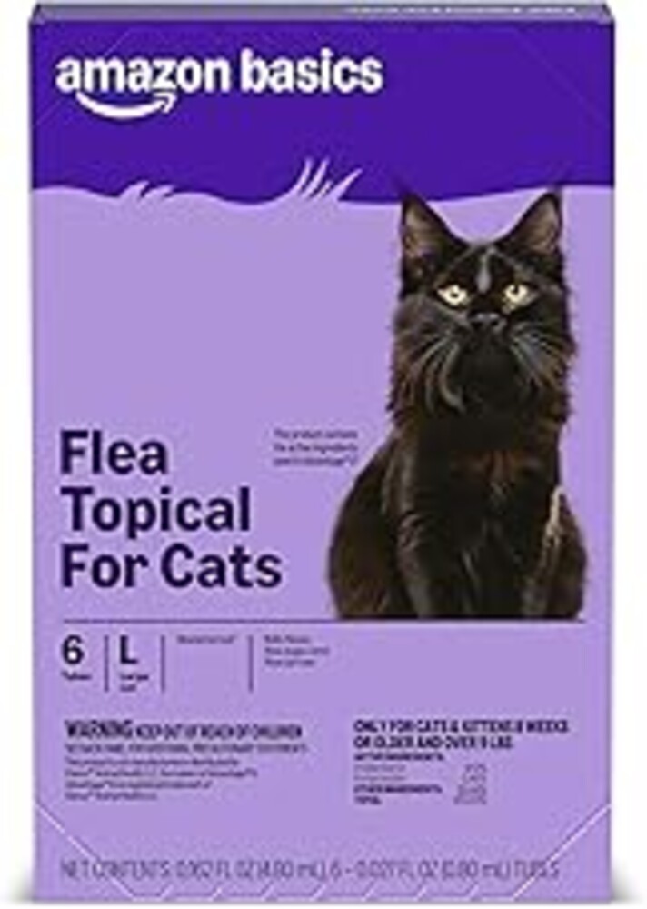 Amazon Basics Preventative Topical Flea Treatment and Prevention for Large Cats (Over 9 Pounds), Kills Fleas Within 12 Hours, 6 Count