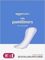 Amazon Basics Daily Pantiliner, Extra Long Length, Thin Feminine Pads for Women, Unscented, Leak Protection, Daily Use, 68 Count (Previously Solimo)