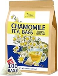 TeeLux Chamomile Tea Bags, 1.5g/bag, Pure Natural Chamomile Flowers Herbal Tea, Caffeine Free, 100 Count