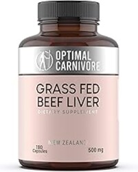 Optimal Carnivore Grass Fed Beef Liver Capsules, Freeze Dried in Convenient Pills, 180 Capsules, Desiccated Supplement