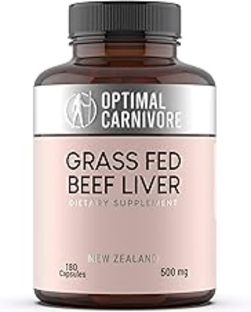 Optimal Carnivore Grass Fed Beef Liver Capsules, Freeze Dried in Convenient Pills, 180 Capsules, Desiccated Supplement