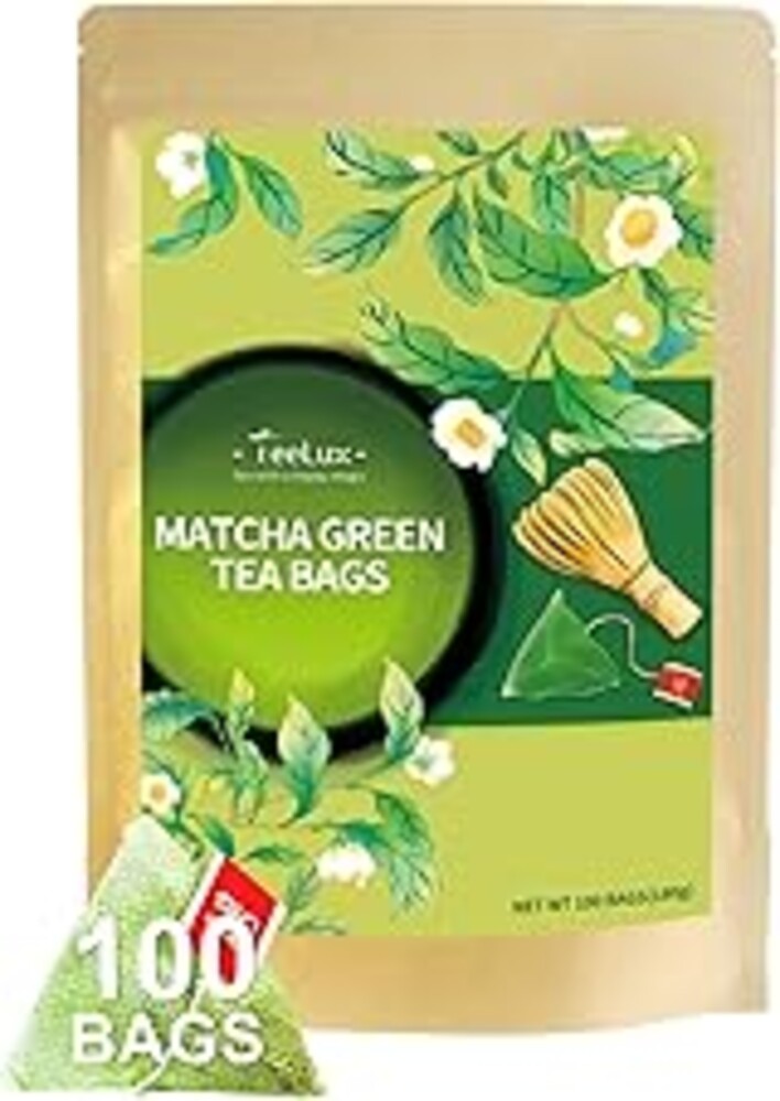 TeeLux Matcha Green Tea Bags, Classic Premium Japanese Matcha + Sencha Green Tea, Super Antioxidant, Zero Calories, Caffeinated, 100 Count