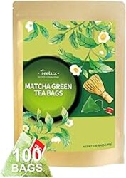 TeeLux Matcha Green Tea Bags, Classic Premium Japanese Matcha + Sencha Green Tea, Super Antioxidant, Zero Calories, Caffeinated, 100 Count