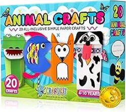 Craftikit® 20 Award-Winning Animal Toddler Arts and Crafts for Kids Ages 3-10 Years, All-Inclusive Animal Craft Kits, Fun Toddler Craft Box for Girls, Boys in Preschool