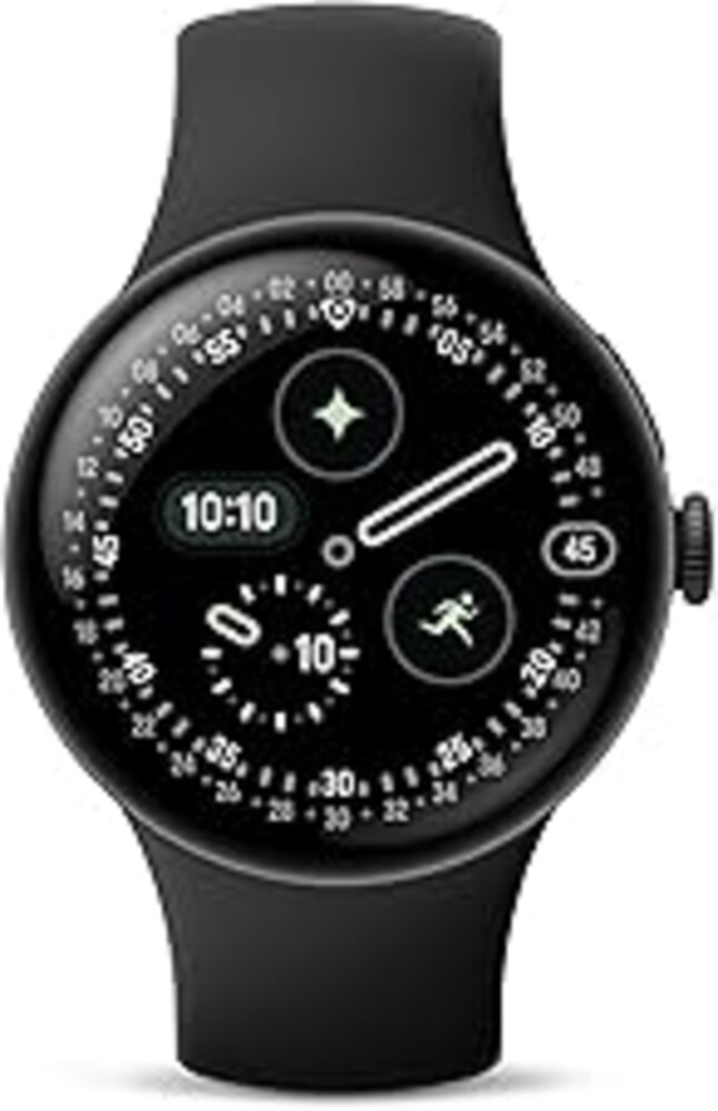 Google Pixel Watch 4 (45mm) - Android Smartwatch - Heart Rate,Sleep & Fitness Tracking -40-Hour Battery -Google AI -Matte Black Aluminum Case - Obsidian Active Band - Wi-Fi-Google Pixel Watch app