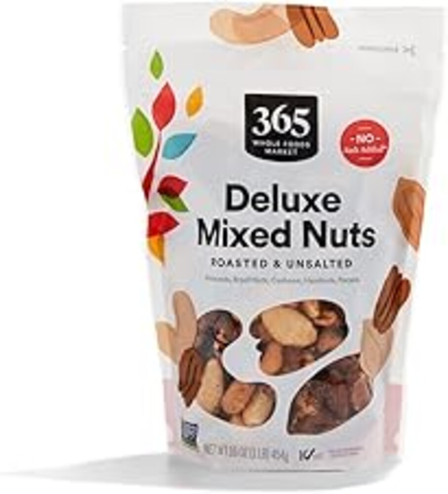 365 by Whole Foods Market, Unsalted Deluxe Mixed Nuts, 16 Ounce