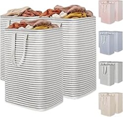 Lifewit 3 Pack Laundry Basket 80L Each, Collapsible Clothes Hamper with Reinforced Handles, Freestanding Waterproof Design for Bedroom and Laundry Room, Grey 240L Total
