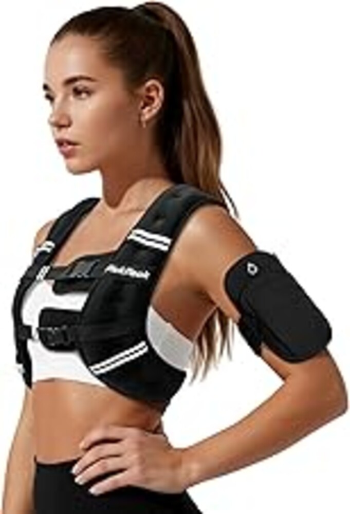 PICKPEAK Weighted Vest for Woman Man 5lb/6lb/8lb/12lb/15lb/20lb/25lb/30lb Weighted Vest for Walking, Strength Training Weight Vest with Adjustable Buckle Detachable Phone Pouch for Running Workout