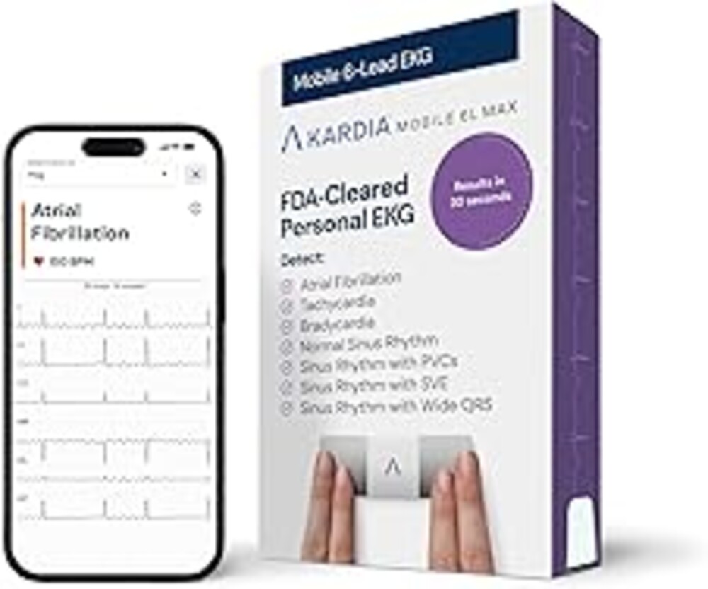 KardiaMobile 6L Max EKG Monitor, Includes One-Year KardiaCare Subscription, FDA-Cleared Heart Monitor, Medical-Grade Results in 30 Seconds, Unlimited Recordings, Works with Smartphones and Tablets