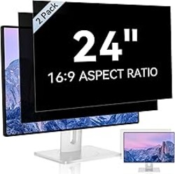 [2 Pack] 24 Inch Computer Privacy Screen for 16:9 Aspect Ratio Widescreen Monitor, Eye Protection Anti Glare Blue Light Computer Monitor Privacy Filter, Removable Anti-Scratch 24in Protector Film