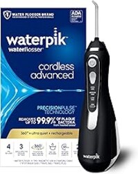 Waterpik Cordless Advanced 2.0 Water Flosser For Teeth, Gums, Braces, Dental Care With Travel Bag and 4 Tips, ADA Accepted, Rechargeable, Portable, and Waterproof, Black WP-582, Packaging May Vary
