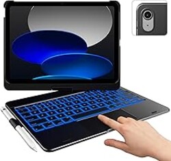 typecase Touch iPad 11th 10th Generation Case with Keyboard (11" 2025, A16 & 10.9" 2022) – 360° Rotatable, 11-Color Backlit, Multi-Touch Trackpad, Pencil Holder, Thin & Light – Black