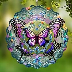Wind Spinners Outdoor Butterfly -Birthday Gifts for Women Mom, Hanging Wind Sculptures Wind Spinners, 12 inch 3D Wind Spinner for Garden Decor for Outside, Garden, Patio, Yard