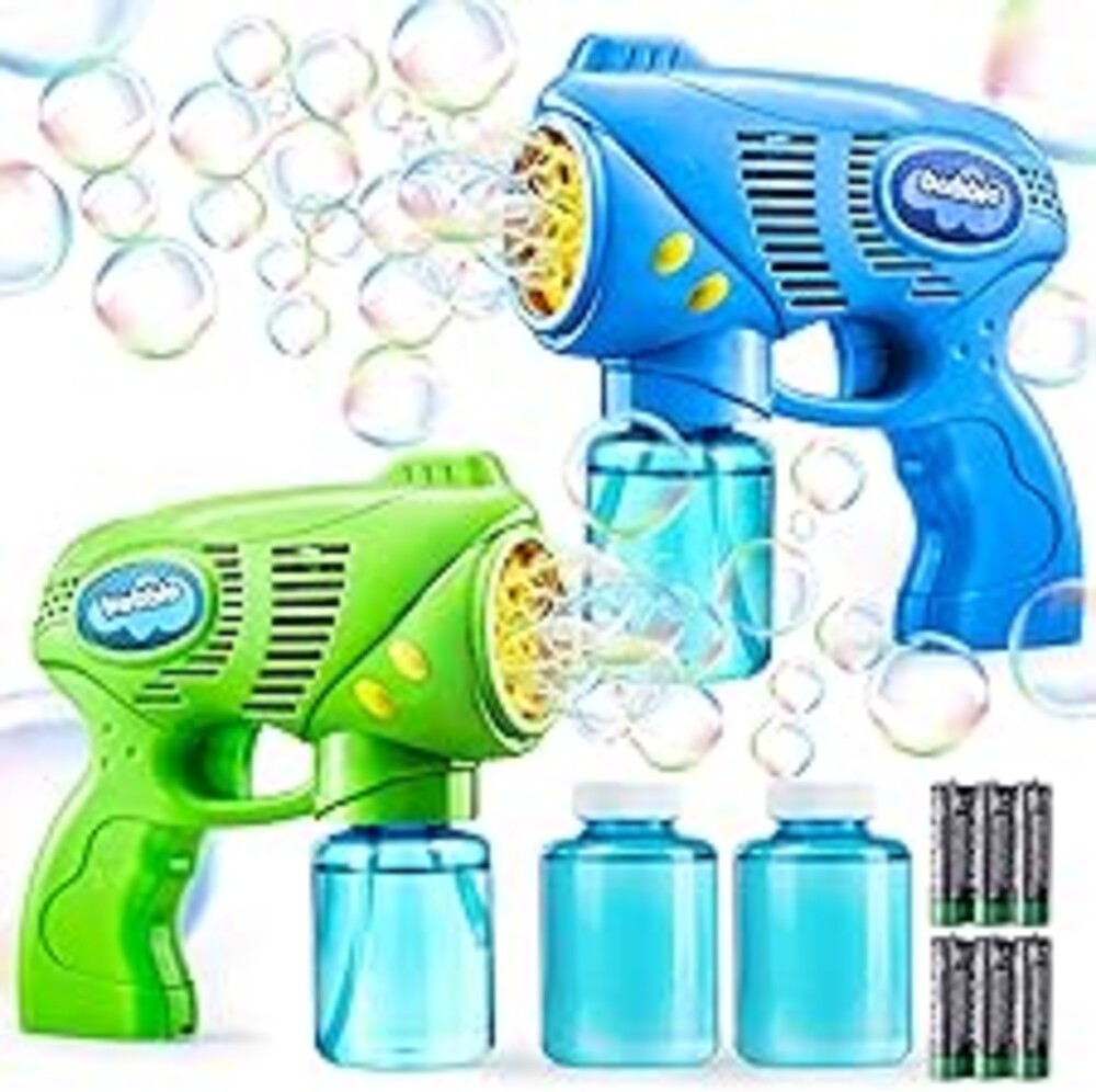JOYIN 2 Kids Bubble Gun with 2 Bottles Refill Solution, Bubble Machine Gun for Toddlers Kids 4-8, Party Favors, Summer Toy, Outdoors, Easter, Birthday Gift