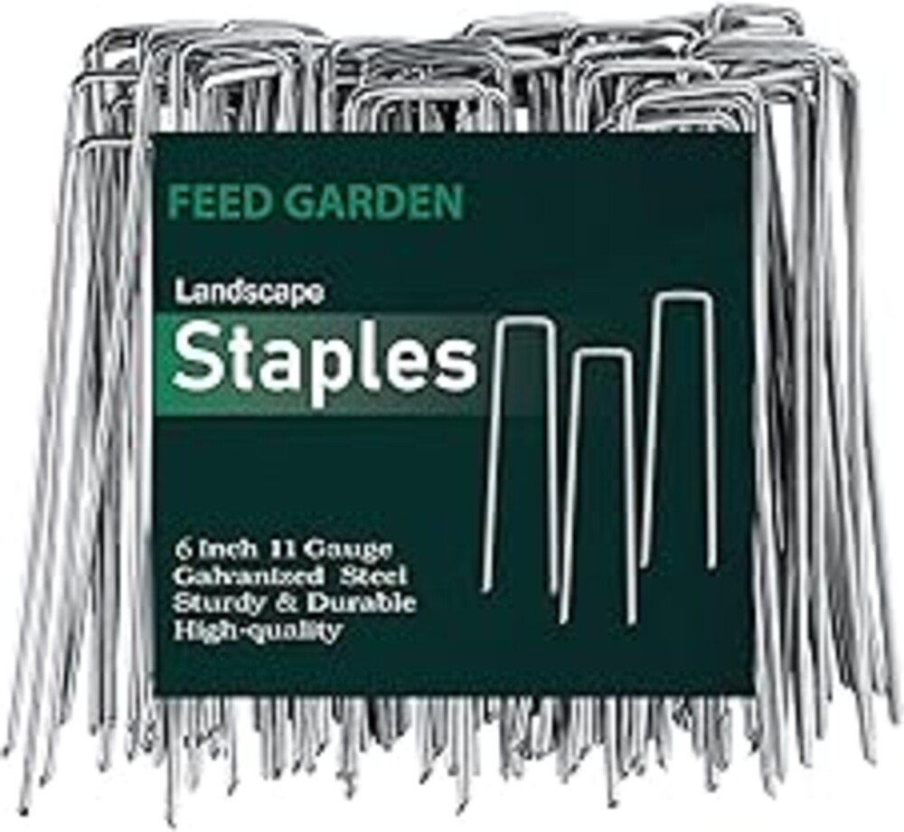 FEED GARDEN 6 Inch 50 Pack Hot-dip Galvanized Landscape Staples Plant Cover Spikes 11 Gauge Tent Stakes Garden Stakes Landscaping Fabric SOD Pins Yard Pins for Decoration Weed Barrier Fabric