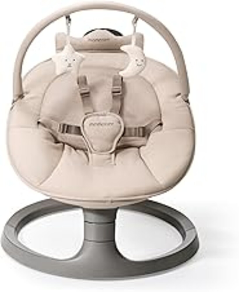 Momcozy 2-in-1 Electric Baby Swing, Dual-Arm Support System & Parent-Inspired Motions, Convertible to Toddler Seat up to 66 lbs, Adjustable Height, Lightweight, Khaki