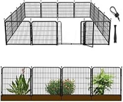 Getlay Animal Barrier Fence, 40 in(H)×27 in(L) 14 Panels Total 31 Ft(L), Garden Fence with Gate, Flower Bed Fencing, Black Metal Decorative Garden Fencing, Fence for Dogs Outside