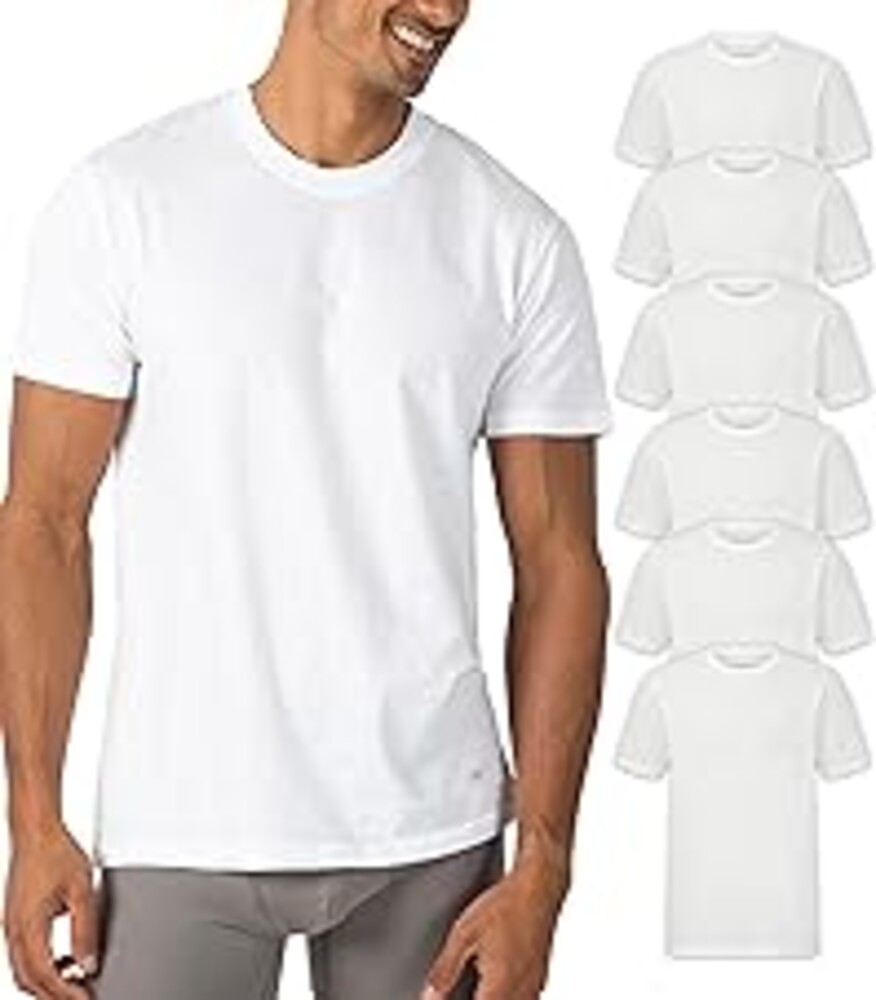 Skechers Men's Classic Fit Crew Neck Undershirts – Tag-Free, Lightweight, Moisture-Wicking Cotton Blend T-Shirts, 6 Pack Set