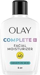 Olay Complete+ Face Moisturizer with Sunscreen SPF 40, For Sensitive Skin, Broad Spectrum Sun Protection, Fragrence-Free - No White Cast on All Tones, Nourishes Moisture Barrier - Ceramides, 6 Oz