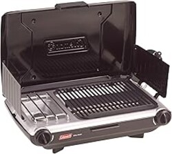Coleman Tabletop 2-in-1 Camping Grill/Stove, 2-Burner Propane Grill & Stove with Adjustable Burners & 20,000 BTUs of Power, Great for Camping, Tailgating, Grilling
