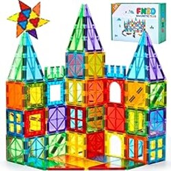 FNJO Magnetic Tiles, 110PCS Magnet Building Set, Magnetic Building Blocks, Construction STEM Learning and Playing Toys for Kids, Montessori Toy for Preschool Boys Girls