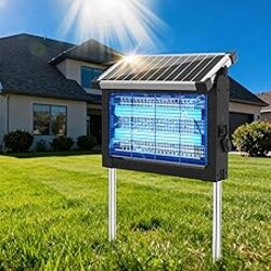 OnBeam Solar Bug Zapper Outdoor, Mosquito Zapper Waterproof Electric Fly Zapper Rechargeable Mosquito Killer Lamp with 10W Solar Panel, 4500V Cordless Fly Trap for Backyard, Patio, Garden, RV, Camping