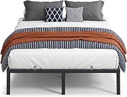 VASAGLE Queen Metal Bed Frame 14 Inches Tall, 1100 lb Weight Capacity, No Box Spring Needed, with Under-Bed Storage, Easy Setup, Heavy-Duty Platform Bed, Mattress Retainers, Matte Black URMB651BD02S