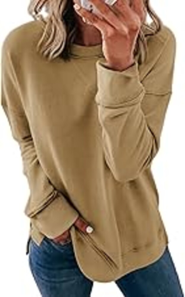 Dokotoo Women's Casual Crew Neck Sweatshirt Loose Soft Long Sleeve Pullover Tops