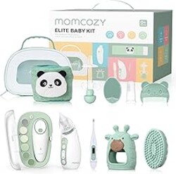 Momcozy Elite Baby Kit, Superior Baby Shower & Registry Gifts, Newborn Essential Kit for Grooming & Health & Cleansing,Nail File & Nasal Aspirator,Tummy Wrap,Thermometer,Bath Brush,Teether,Storage Bag