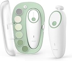 Momcozy Baby Nail File, Baby Shower & Registry Gift, Electric Nail Clipper with Night Light, Gentle Baby Nail Trimmer, 35dB Low Noise, 7 Grinding Replacement Pads, Newborn Essentials Must Haves, Green