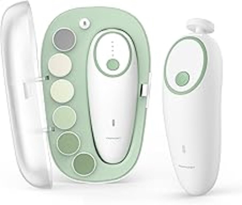 Momcozy Baby Nail File, Baby Shower & Registry Gift, Electric Nail Clipper with Night Light, Gentle Baby Nail Trimmer, 35dB Low Noise, 7 Grinding Replacement Pads, Newborn Essentials Must Haves, Green