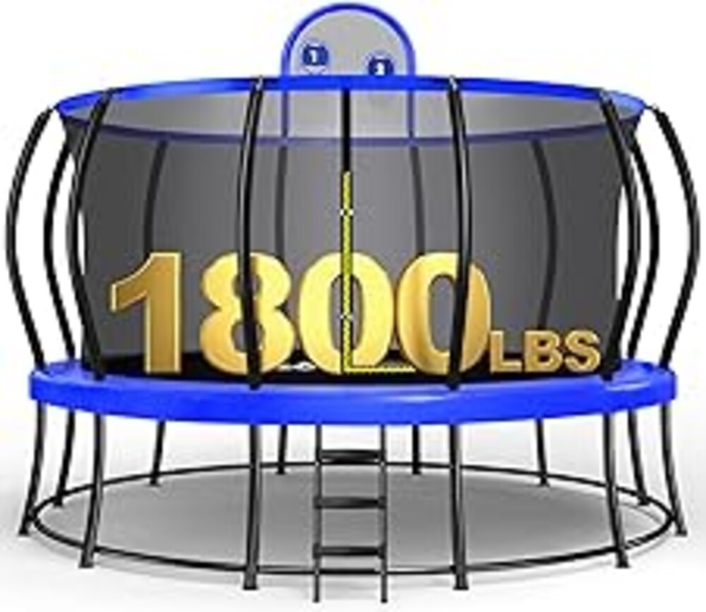 Zupapa 1800LBS Capacity No-Gap Design 16 15 14 12FT Trampoline with Safety Enclosure Net and Non-Slip Ladder 10-Year Quality Assurance Perfect for Kids Family Outdoor Backyard Fun