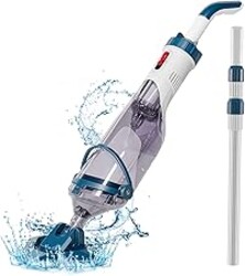 ENHULK PC10 Pool Vacuum for Above Ground Pool with a Telescopic Pole, Running time up to 1H, Handheld Rechargeable Pool Cleaner with Powerful Suction up to 18.5 gallons/min, Ideal for Leaves & Debris