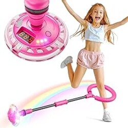 Flooyes Skip Ball for Kids, Ankle Skip Ball Toy with Counter, Timer and Cal Calculator, Girl Birthday Gifts for Age 6 7 8 9 10+, Rechargeable Colorful Flash Wheel Skip Ball for Girls