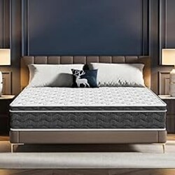 Puzdaz Queen Size 12 Inch Medium Firm Hybrid Mattress with Cooling Gel Memory Foam, CertiPUR-US Certified Mattress in a Box Pressure Relief Removable Cover No Fiberglass