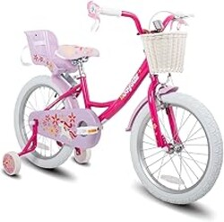 JOYSTAR Unicorn Kids Bike for Girls Ages 2-9 Years Old, 12 14 16 18 Inch Kids Bike with Training Wheels, Doll Seat, Streamers and Basket, Toddler Girl Bicycle, Multiple Colors