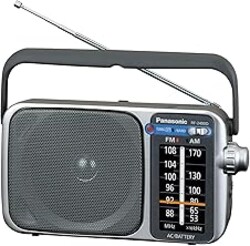 Panasonic Portable AM/FM Radio, Battery Operated Analog Radio, AC Powered, Silver (RF-2400D)