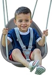 Swurfer Coconut Toddler Swing – Comfy Baby Swing Outdoor, 3- Point Adjustable Safety Harness, Secure, Safe Quick Click Locking System, Blister-Free Rope, Easy Installation, Ages 6-36 Months