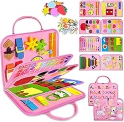 Exorany Busy Board Montessori Toys for Toddler Girl Birthday Gifts, Busy Book Sensory Learning Toys for Toddlers, Toddler Girl Airplane Car Travel Toy Educational Activities