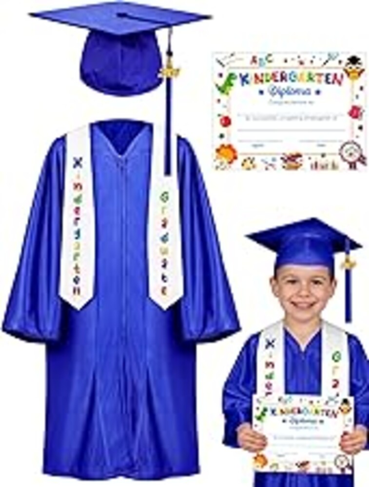 QZYL Kindergarten Graduation Cap and Gown Set, 2026 Congrats Grad Outfit with Tassel & Certificate for Kindergarten