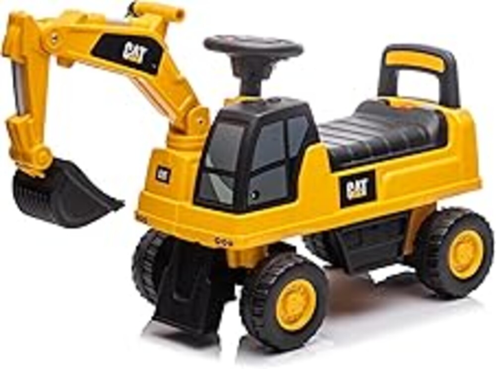 Best Ride On Cars CAT Excavator Push Car – Licensed Caterpillar Ride-On Digger Toy for Kids with Rotating Bucket & Under-Seat Storage – Construction Vehicle for Toddlers