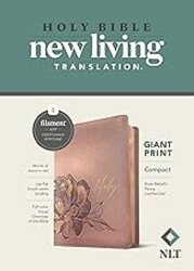 NLT Compact Giant Print Bible, Filament Enabled (LeatherLike, Rose Metallic Peony, Red Letter)