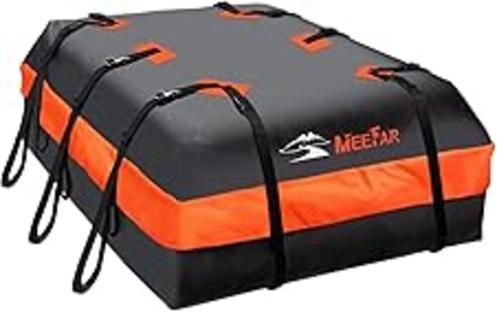 Car Roof Bag XBEEK Rooftop top Cargo Carrier Bag 20 Cubic feet Waterproof for All Cars with/Without Rack, Includes Anti-Slip Mat, 10 Reinforced Straps, 6 Door Hooks, Luggage Lock