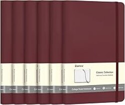 Comix 6 Pack Lined Journal Notebooks, 240 Pages, 5.5 x 8.3 inch, Burgundy, A5 Medium Hardcover Notebooks, Classic College Ruled Notebooks for Writing