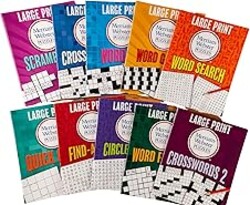 Large Print Merriam-Webster Puzzles 10 Booklet Set (Brain Games Large Print)
