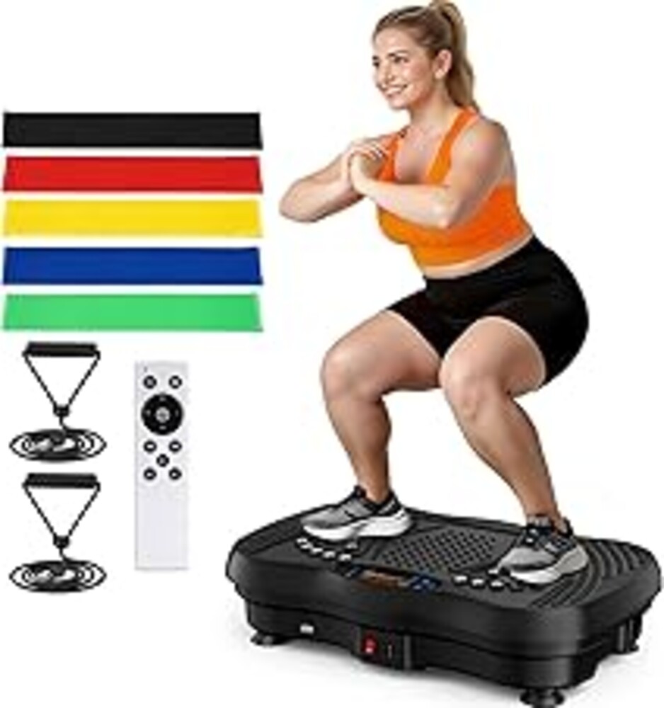GLYLF Vibration Plate Exercise Machine, 130 Levels Full Body Workout Vibrating Plate for Lymphatic Drainage Weight Loss, 450 Lbs Capacity Shake Platform with Bluetooth for Women Men
