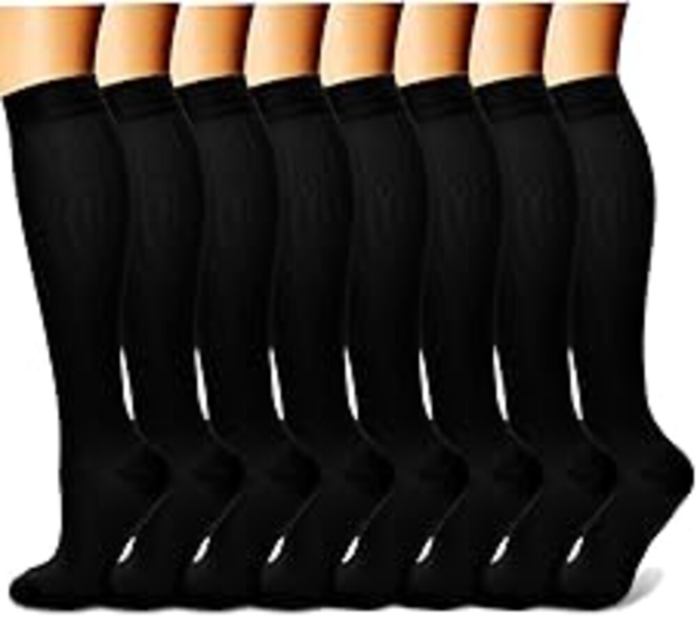 CHARMKING Compression Socks for Women & Men Circulation (8 Pairs) 15-20 mmHg is Best Support for Athletic Running,Cycling