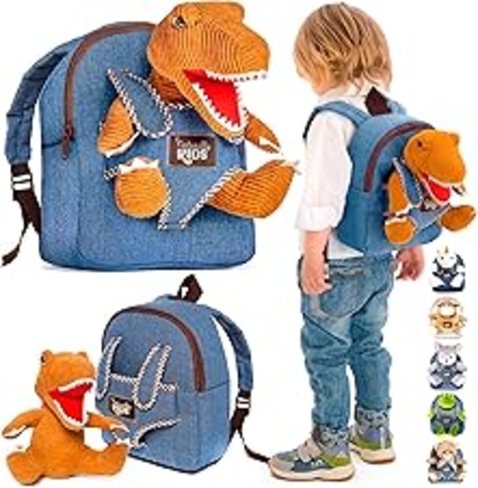 Naturally KIDS Toddler Backpack w Dinosaur Toys for Kids 2-4, 2 Year Old Boy Birthday Gift, 3 Year Old Boy Gift Girl, Toddler Dinosaur Toy