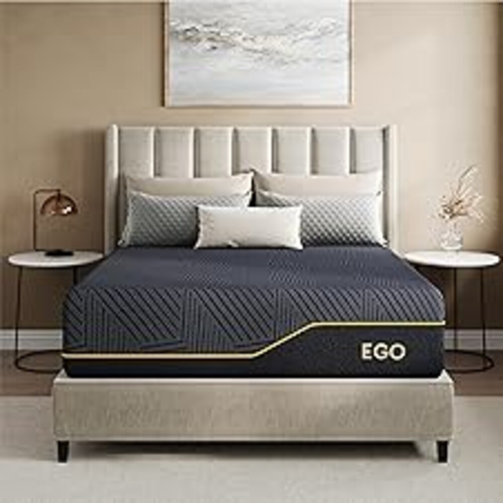 MLILY EGOHOME 14 Inch King Size Memory Foam Mattress for Cooling Sleep, Pressure Relief Cooling Copper Gel Bed in a Box, Foam Made in USA, CertiPUR-US Certified, Medium Plush, 76x80x14 Black
