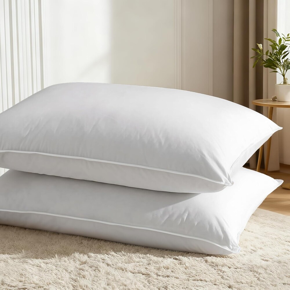 Down Pillows King Size Set of 2-750 Fill Power Hotel Quality Bed Pillows for Sleeping, Medium Firm for Side Back Stomach Sleepers, Breathable Downproof Cover, Oeko-TEX Certified (20” x 36”)